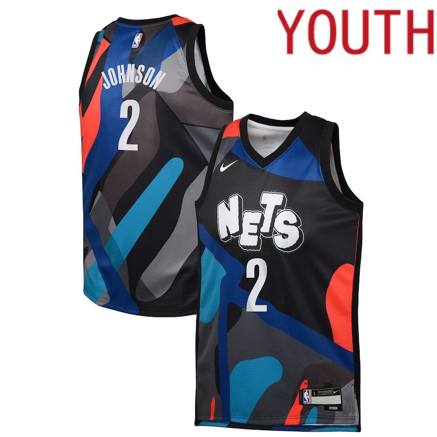 Youth Brooklyn Nets #2 Cameron Johnson Nike Black City Edition 2023-24 Swingman Replica NBA Jersey